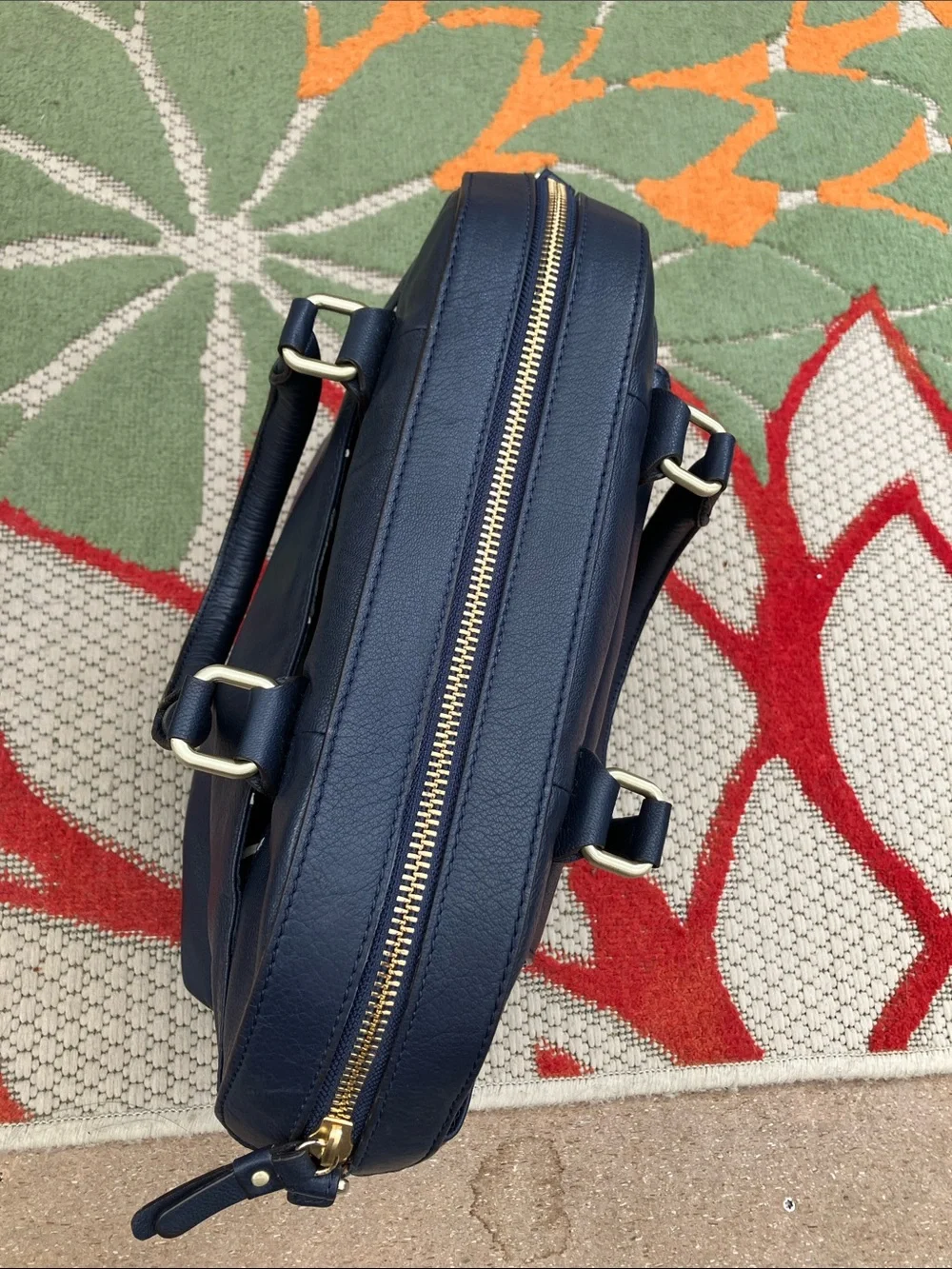 Boden Blue Leather Satchel